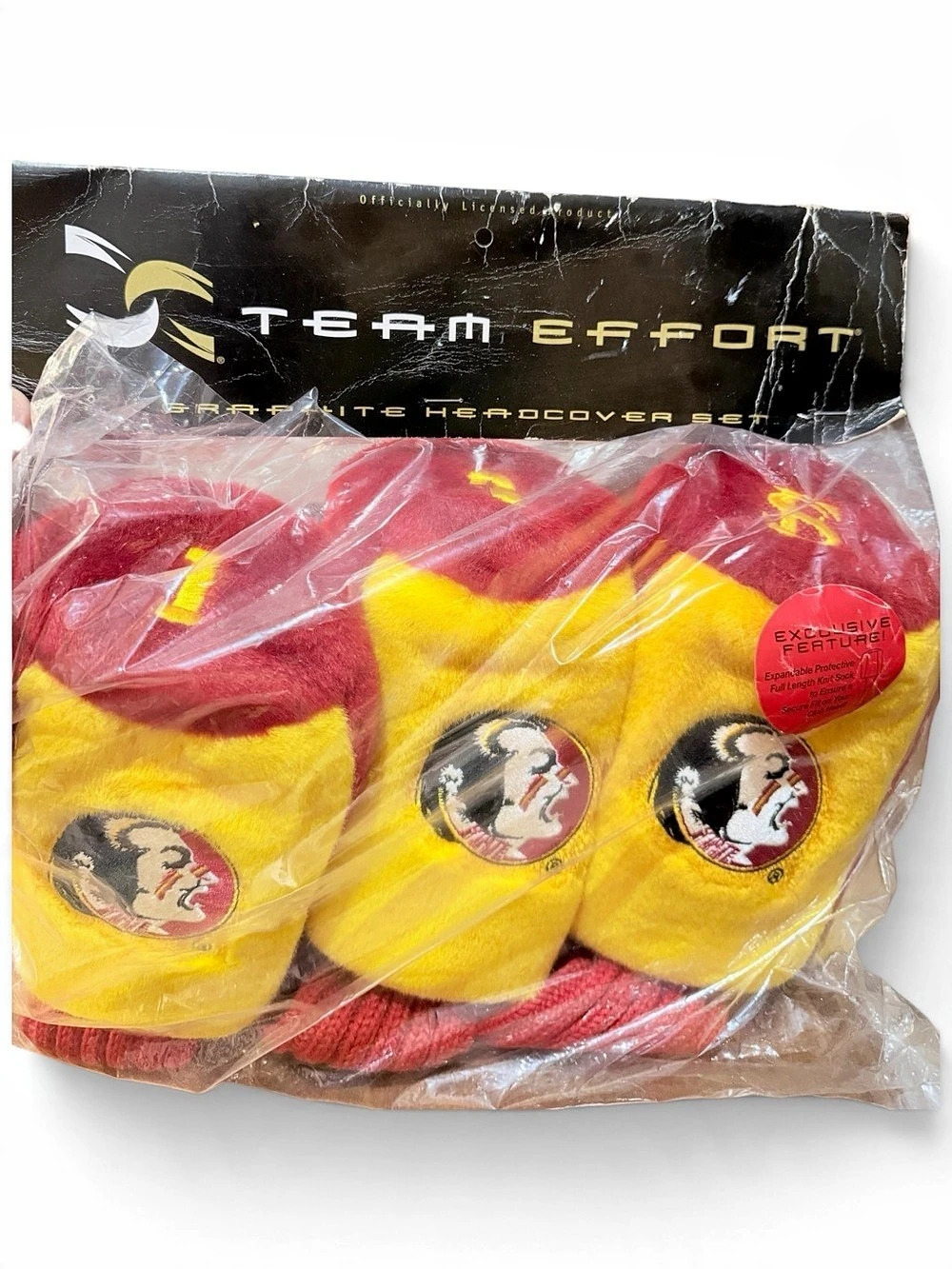 FSU SEMINOLES NCAA Golf Club Head Cover Fuzzy Red 1,3,FS Vintage New Old Stock